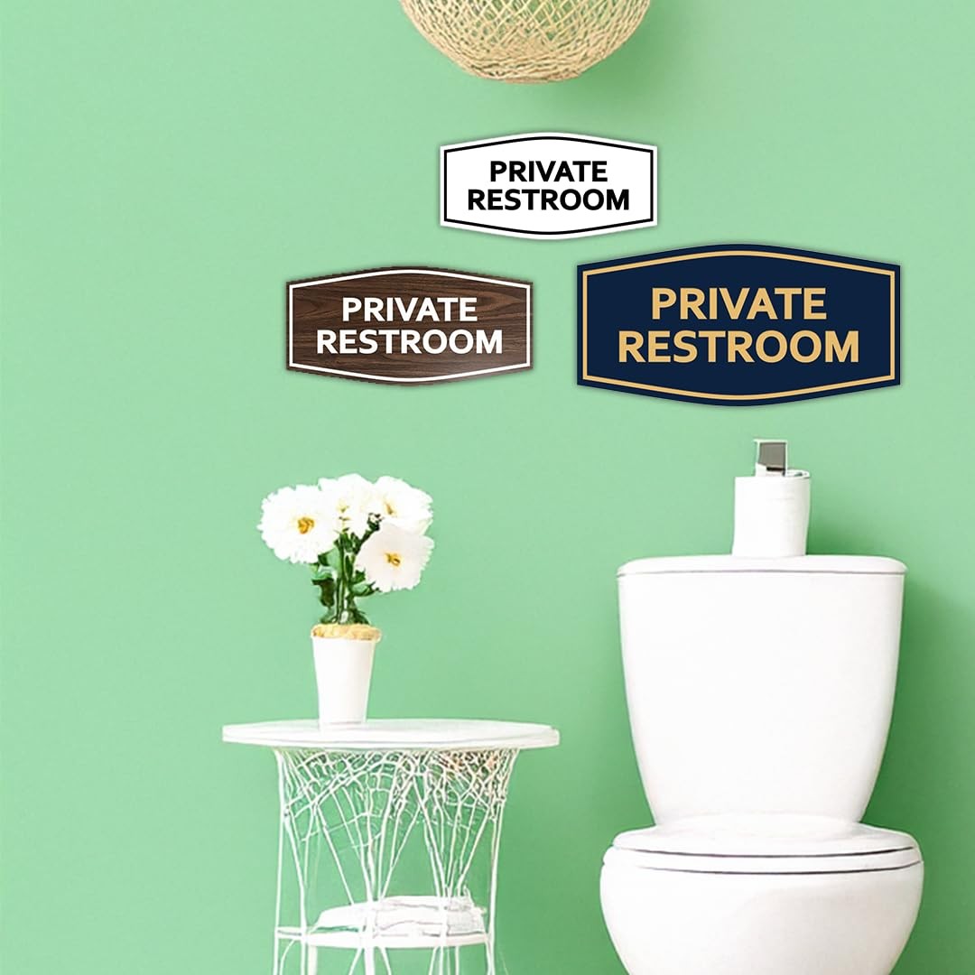 Fancy Private Restroom Sign Brushed Silver Medium Wall Door Mount Indicator