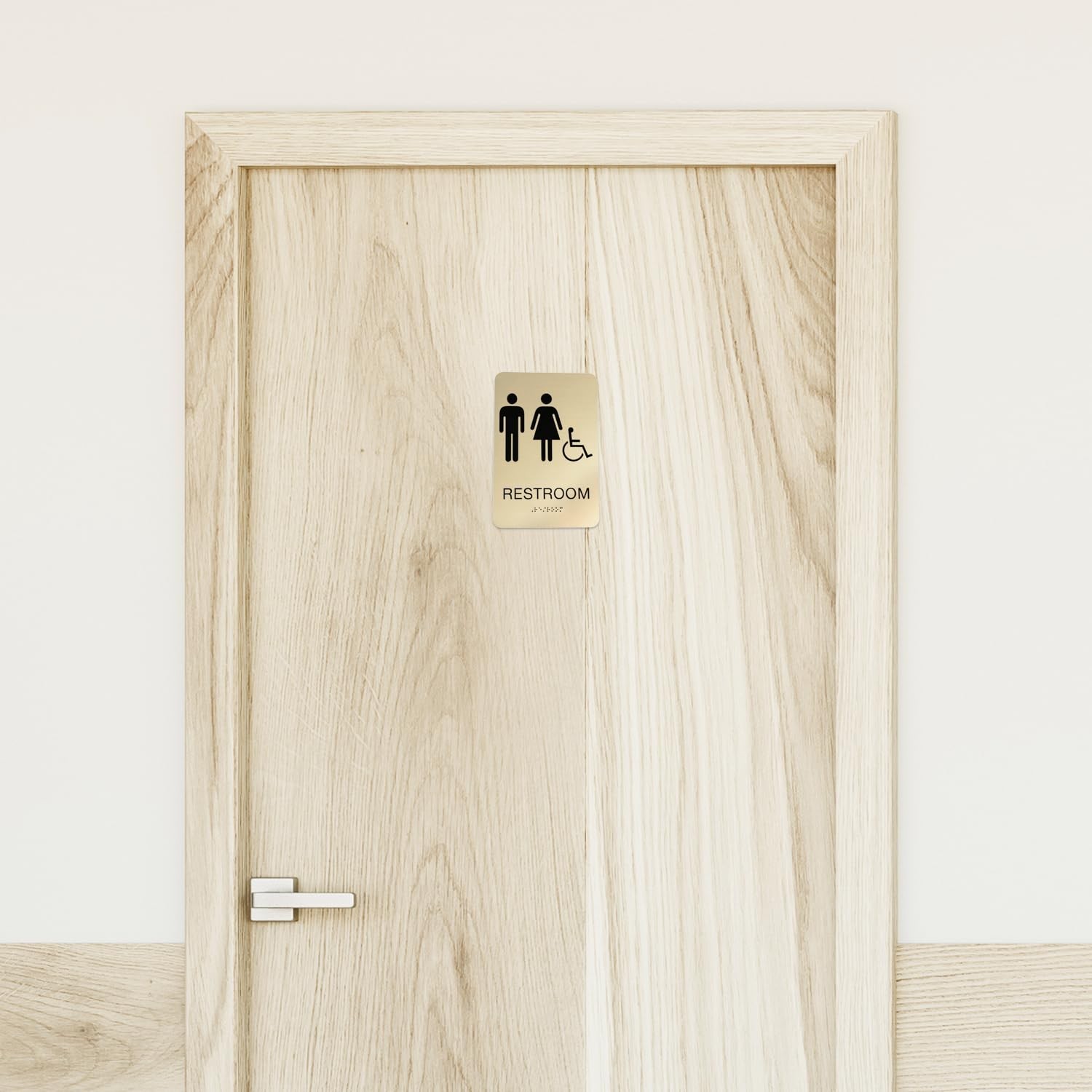 Gold Unisex ADA Restroom Sign – 6″x9″ Modern Gender Neutral Acrylic Bathroom Sig