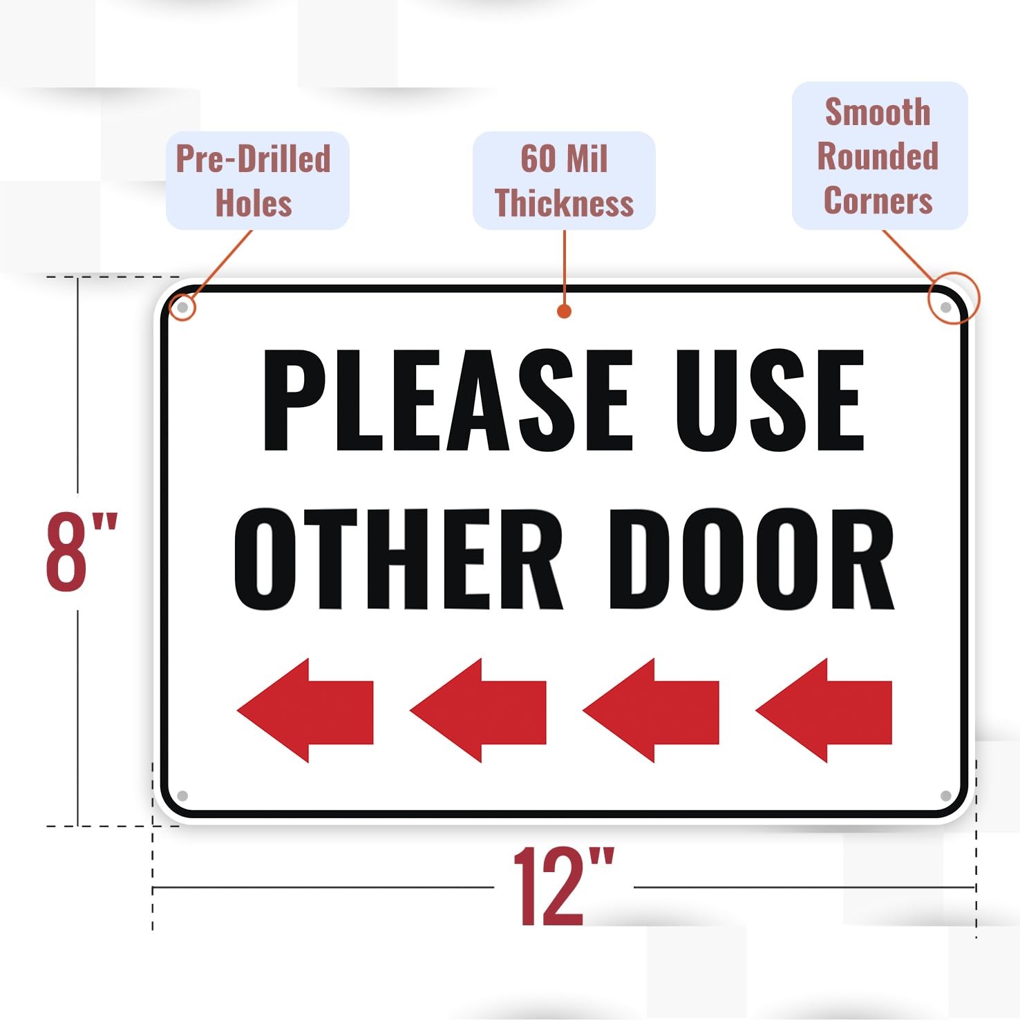Please Use Other Door Sign Left 12×8 Inches Aluminum Other Entrance Sign