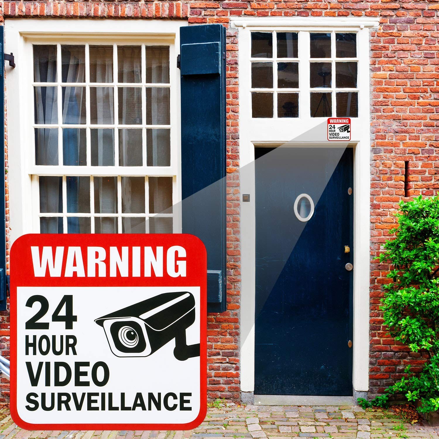 Video Surveillance Sign 10 Pack CCTV 24 Hour Warning Sticker Door Window Yard