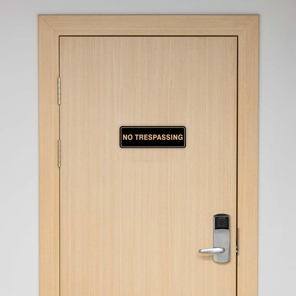 Standard NO TRESPASSING Door/Wall Sign – Black – Medium 1 Pack