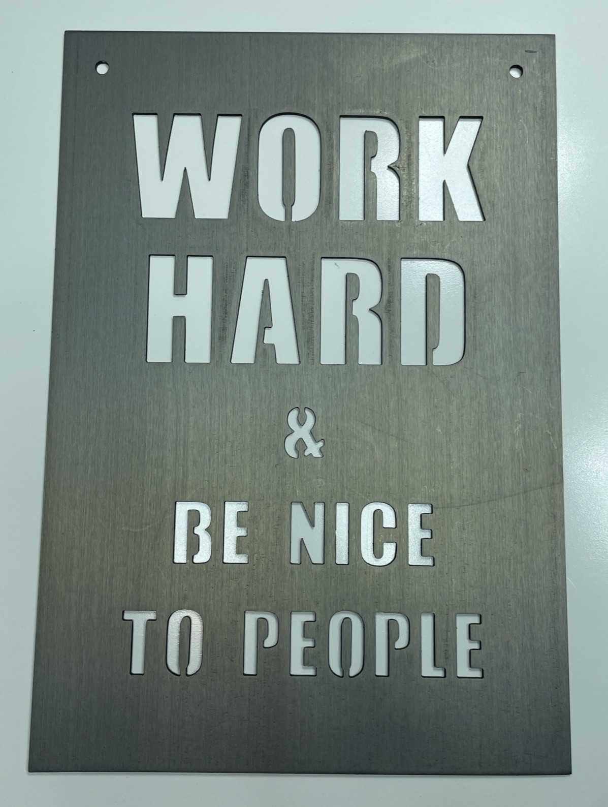 JDH Iron Designs Wall Sign “Work Hard and Be Nice To People” 13 X 9 In Steel USA