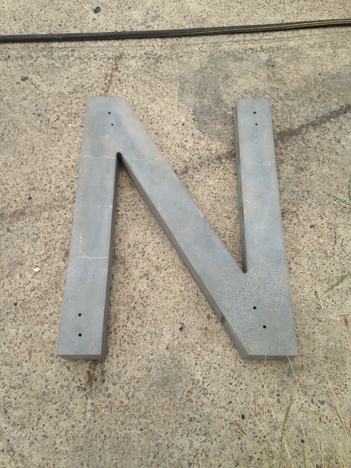 Cast Aluminum Metal Letter N Straight Font 30 in Long Building Sign