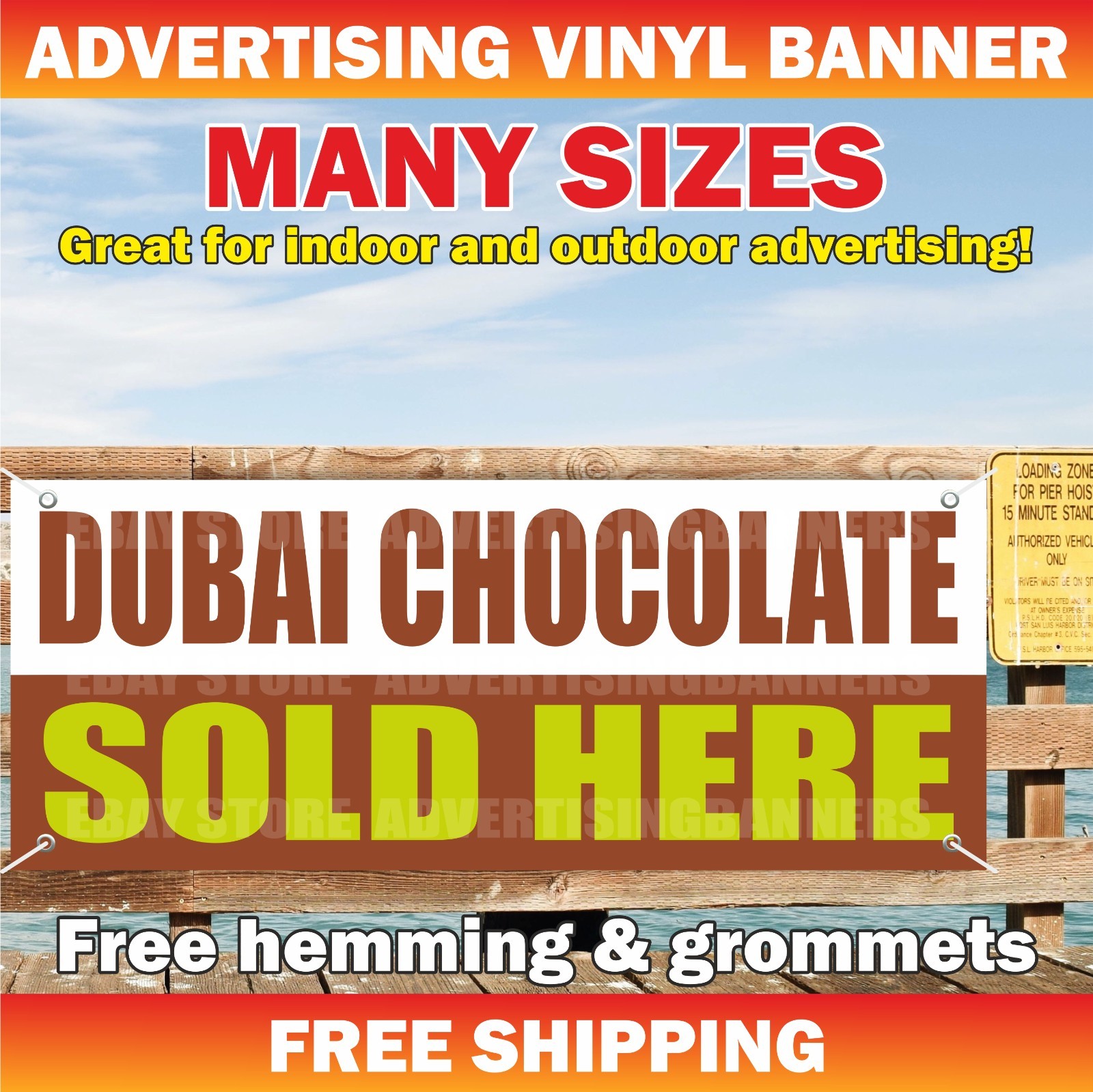 DUBAI CHOCOLATE SOLD HERE Advertising Banner Vinyl Sign Sweets Store Candy Sale