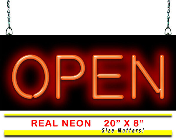 Compact Red Open Neon Sign – Small 20″ x 8″ – Bright Red Neon Attracts Customers