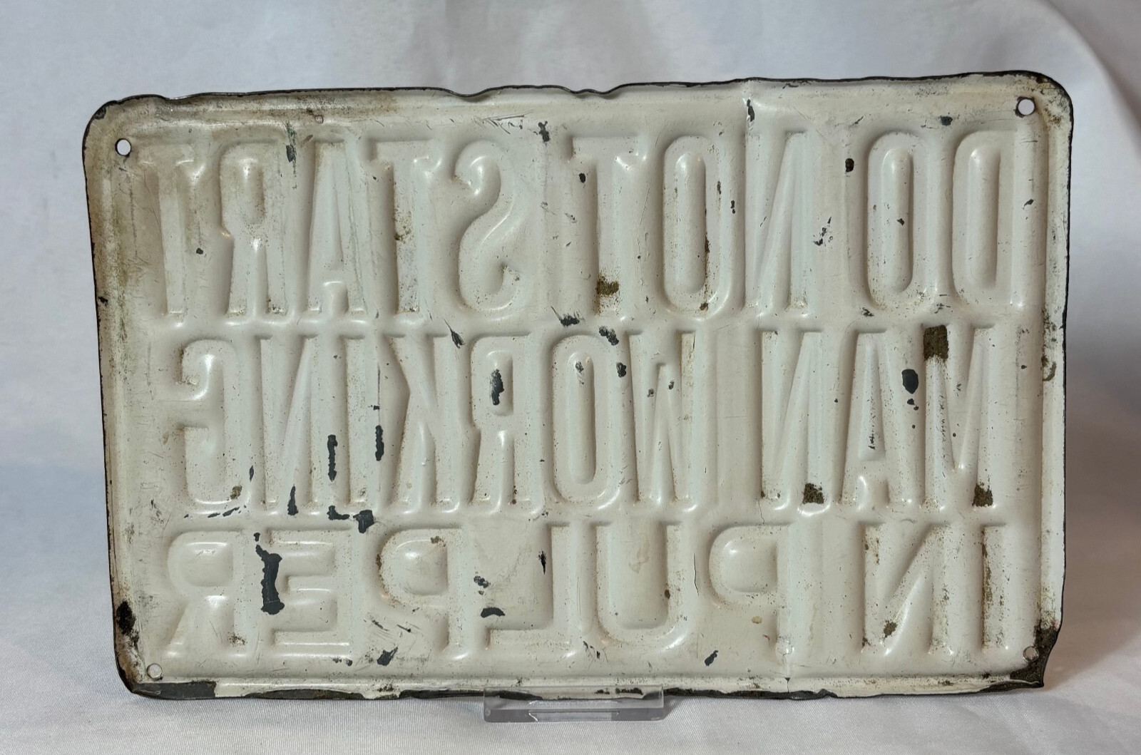 Embossed Steel DO NOT START MAN WORKING IN PULPER Sign Industrial Paper Plant