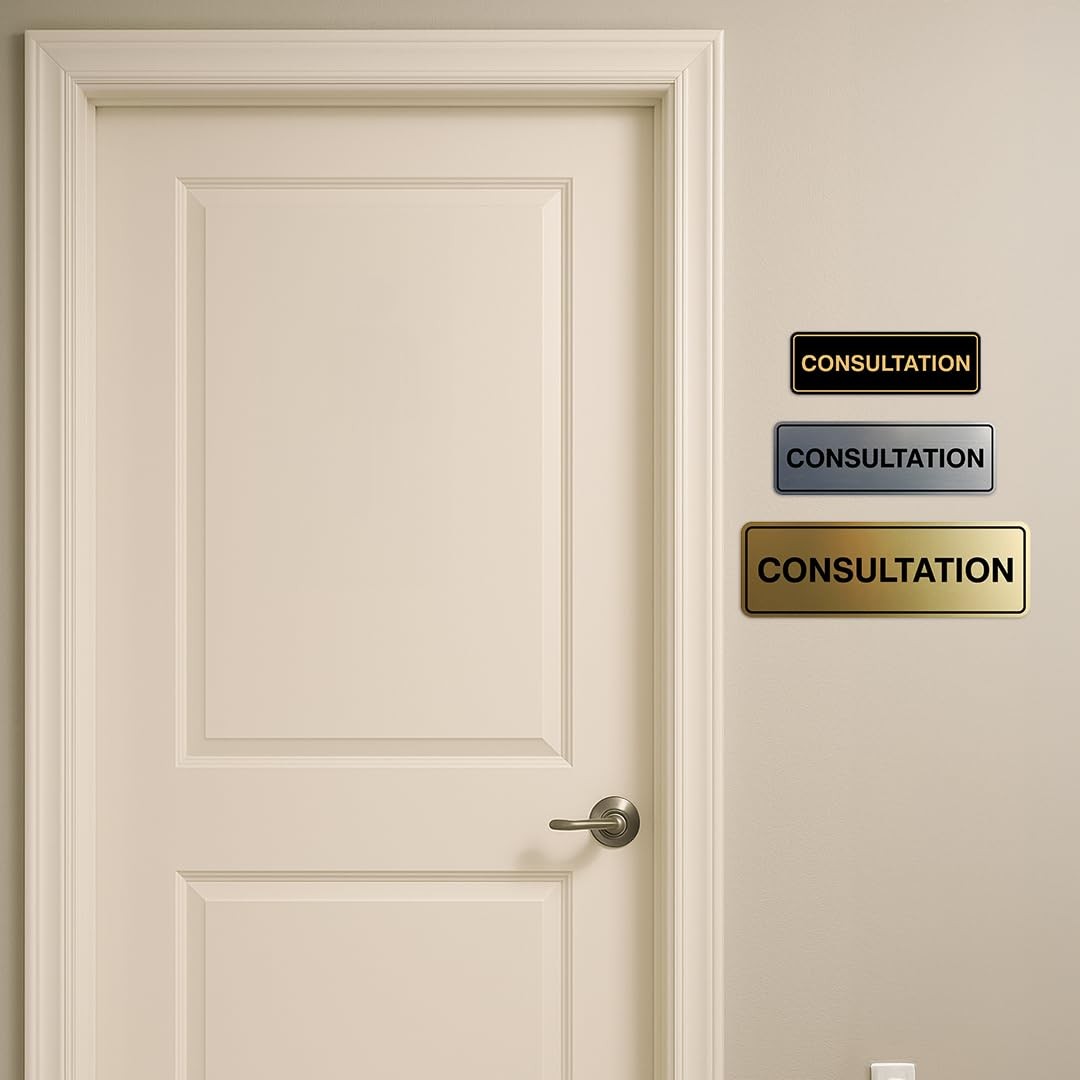 Large Standard Consultation Sign Brushed Silver Wall Door Plaque Signage
