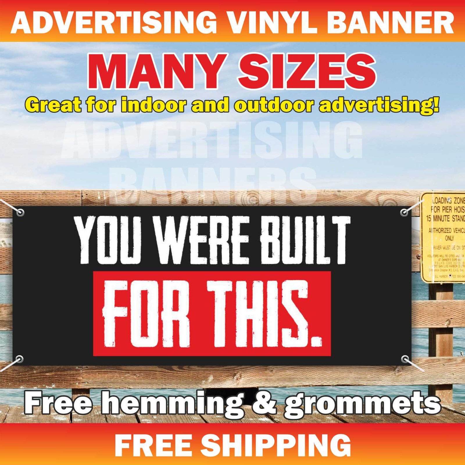 YOU WERE BUILT FOR THIS Banner Vinyl Sign Motivation Poster Workout GYM