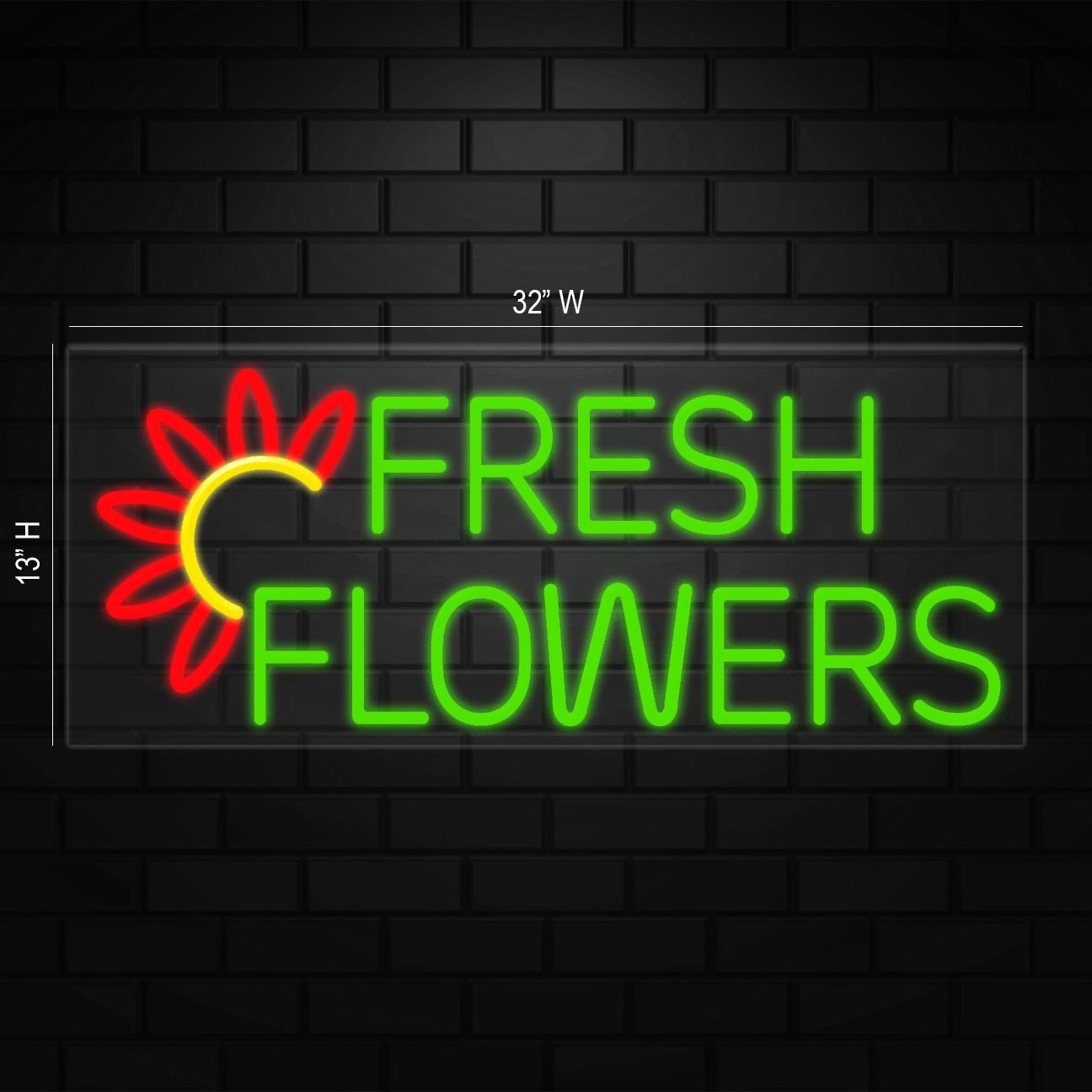 Fresh Flowers Sign for Business Displays | LED Flex Neon | 32″W x 13″H x 1″D