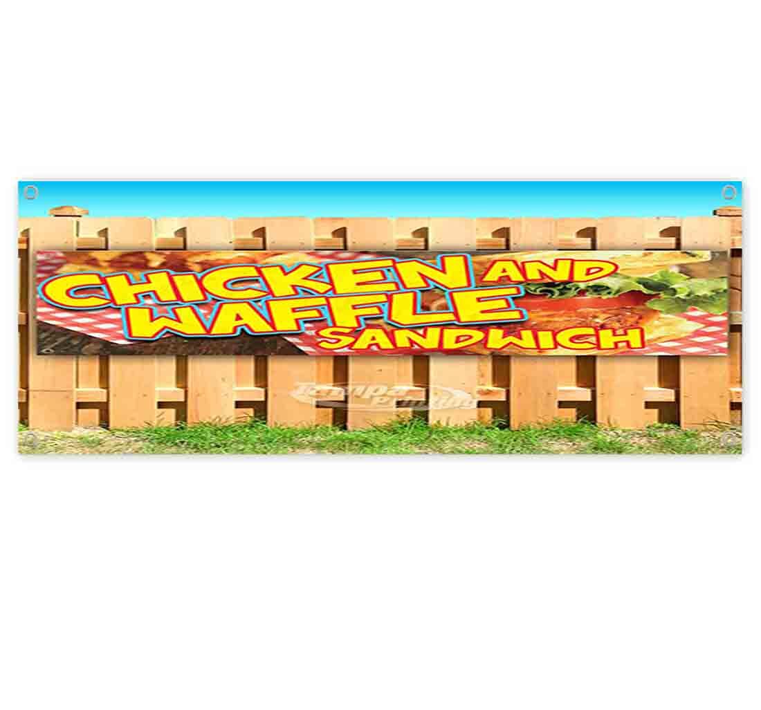 CHICKEN WAFFLE SANDWICH CLEARANCE BANNER Advertising Vinyl Sign INV