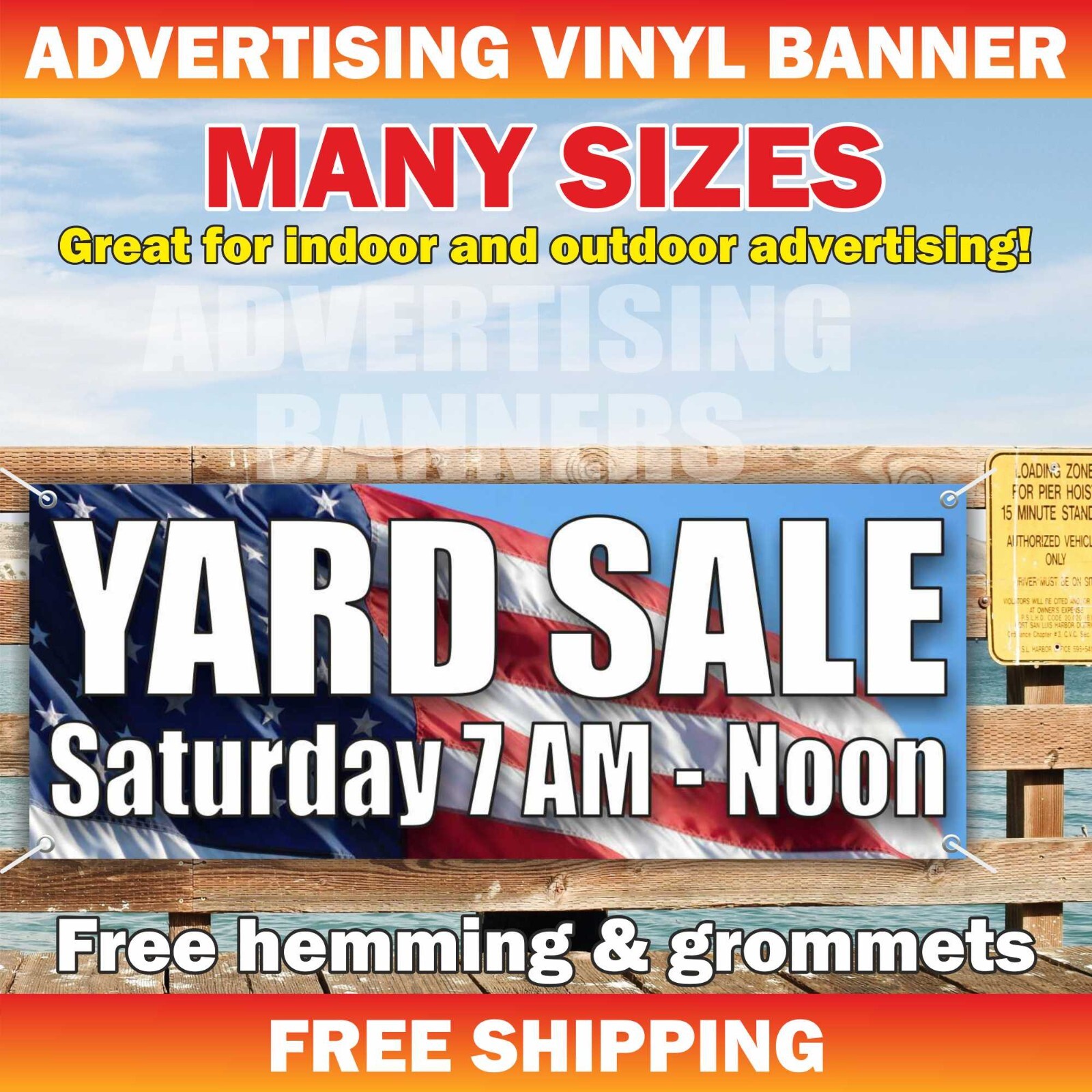 YARD SALE Advertising Banner Vinyl Sign garage sale flea market today moving