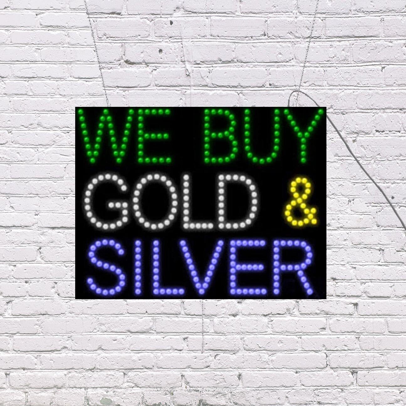 LED We Buy Gold & Silver Sign | Light Up Sign | 20″h x 26″w x 1″d
