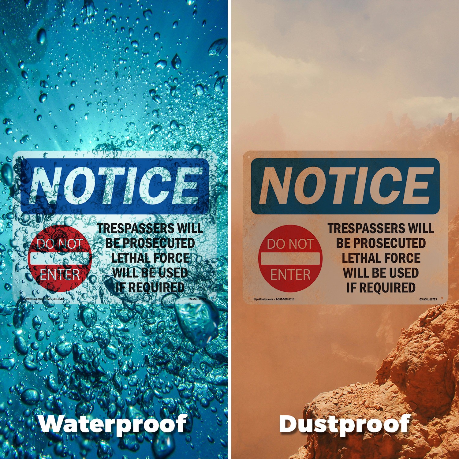 Trespassers Will Be Prosecuted OSHA Notice Sign Metal,, Decal 5 or 10 Pack