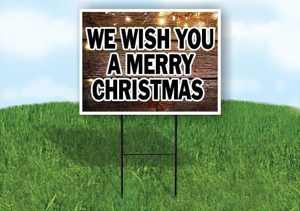 WE WISH YOU A MERRY CHRISTMAS wood lights Yard Sign with Stand LAWN SIGN