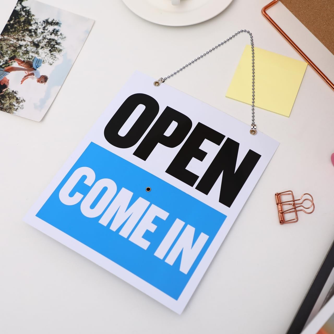 Ipetboom 1Pc Double-Sided Open/Come in/Will Return Sign 22cm*19cm, Picture 1