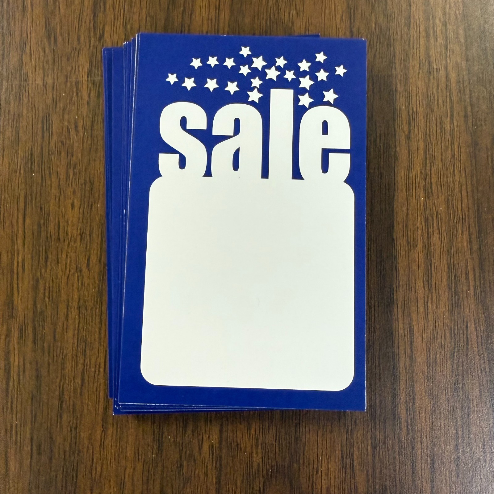 Sale Price Cards Shelf Signs Price Tags- Blue with stars- 37 pcs -3.5″wx5.5H