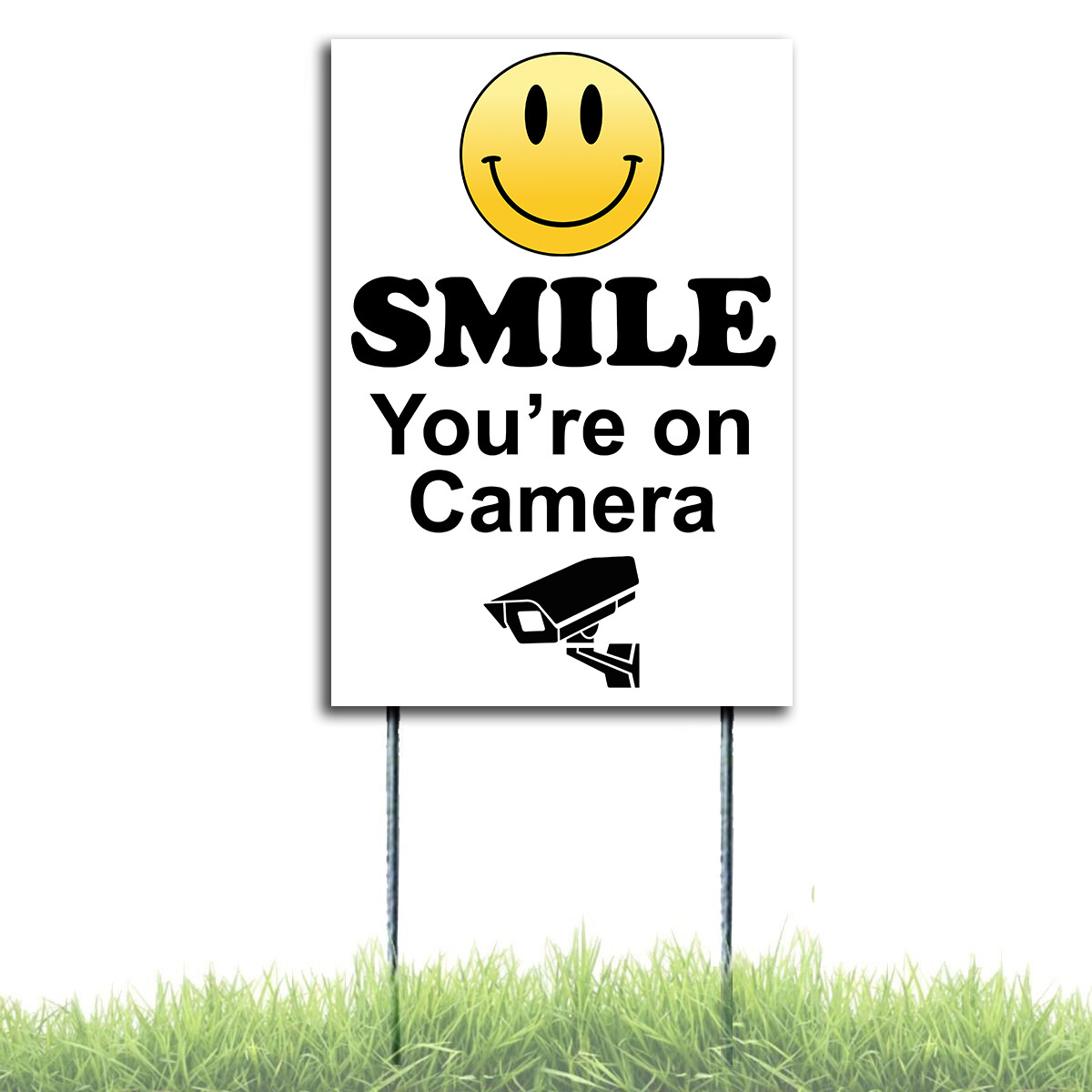 Smile You’re On Camera Security Surveillance Plastic W/Stakes Coroplast Sign