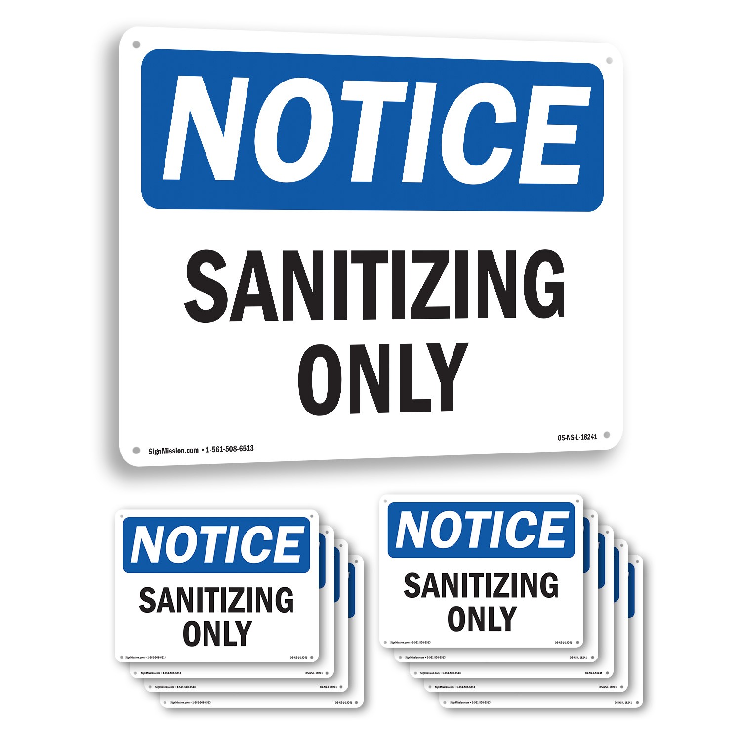 Sanitizing Only OSHA Notice Sign Metal, Plastic, Or Decal – 5 or 10 Pack