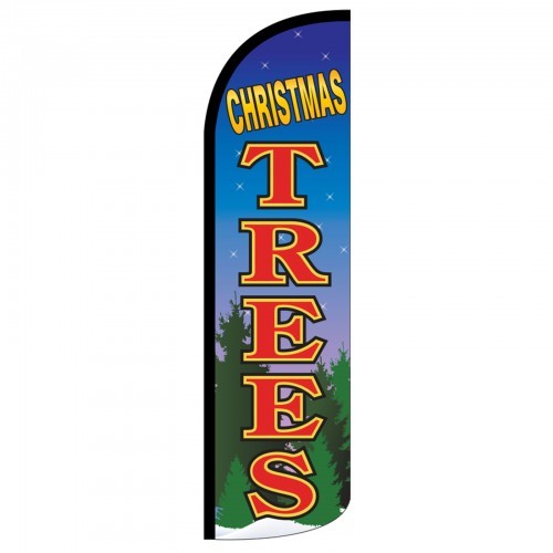 Christmas Trees Swooper Flag Only Windless 3′ Wide Sign Banner Blue