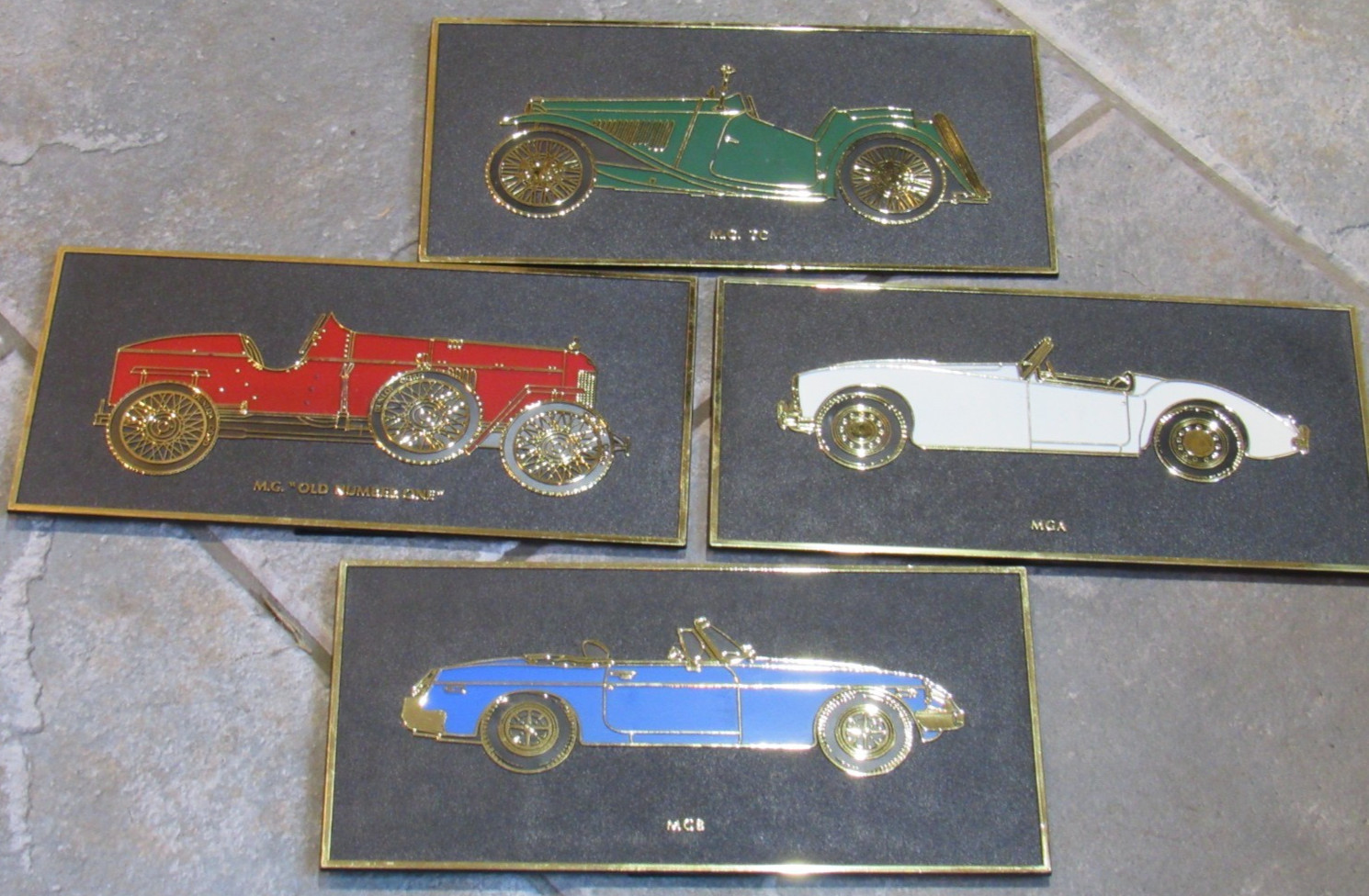 MG car models KCS Industries Inc. Milwaukee 4 plastic sign LOT 5.5″ by 11″ rare