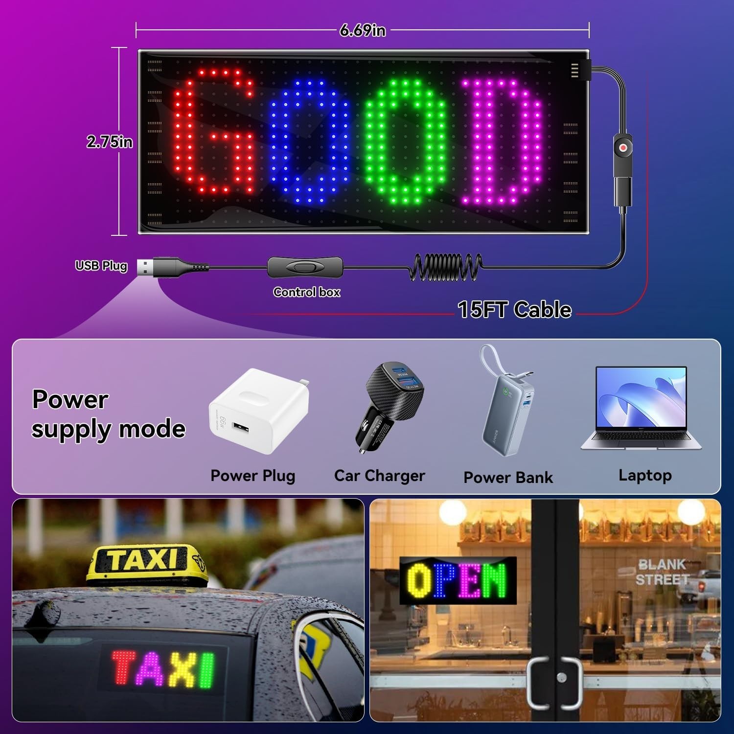 7”x3” Flexible LED Sign for Cars: Personalize with APP Control & DIY Features