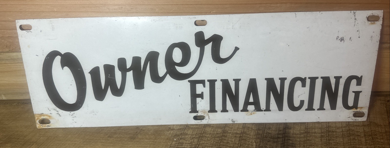 Vintage Two Sided Metal Owner Financing Sign