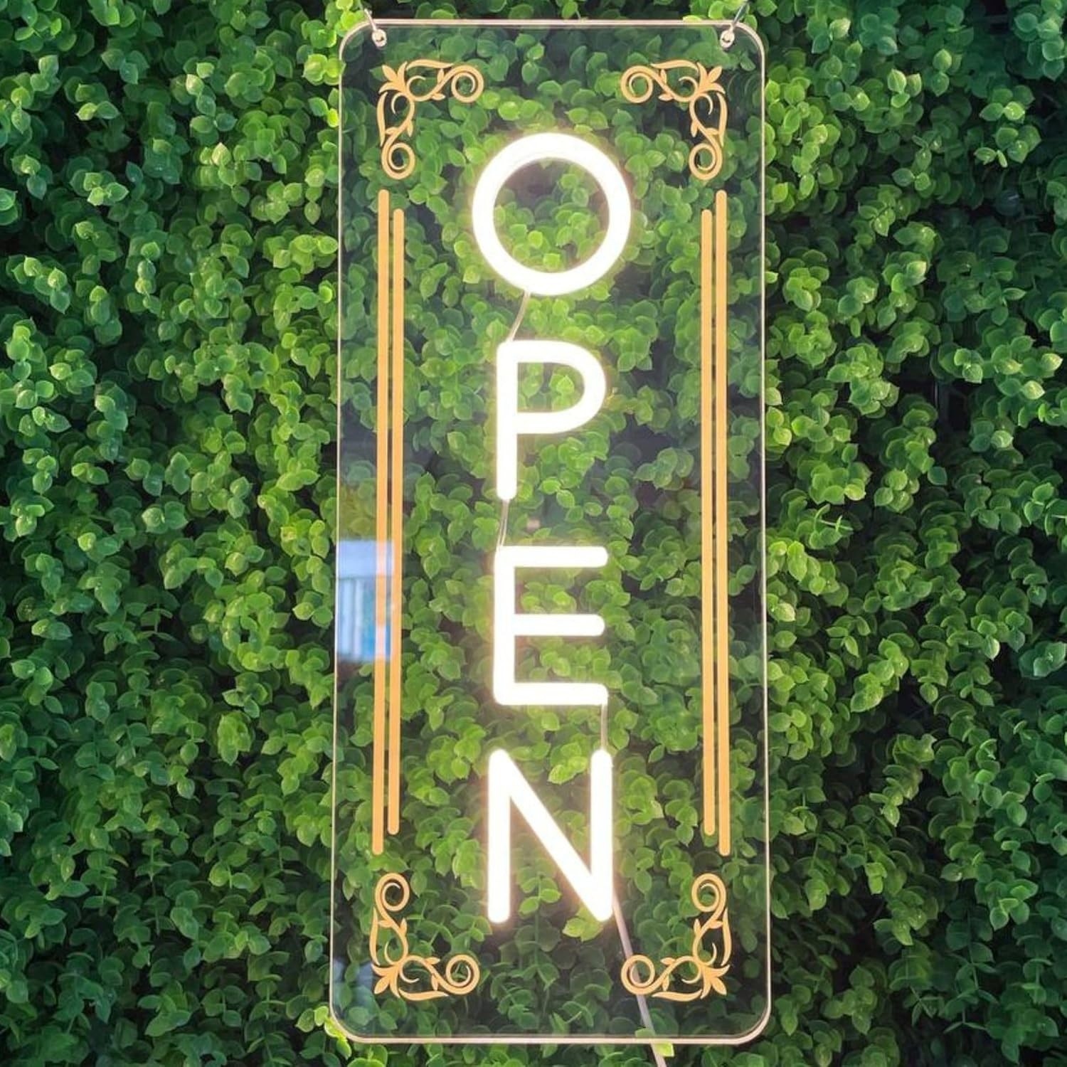 LED Open Sign – UV printing Pattern, LED Open Signs – (7×16.5”, Warm White)