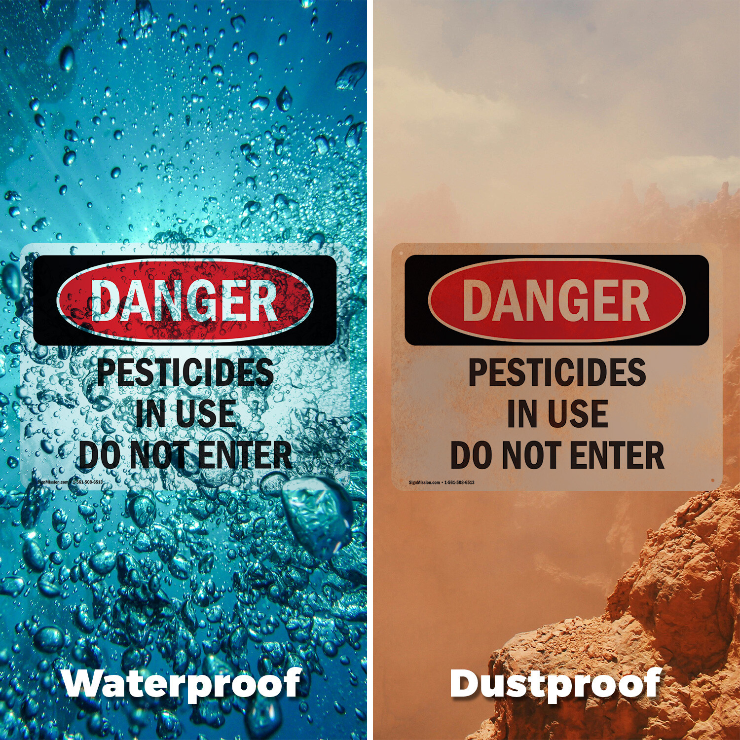 (2 Pack) Pesticides In Use Do Not Enter OSHA Danger Sign Decal Metal Plastic