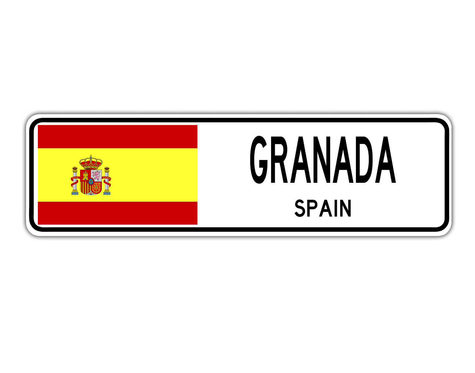Granada Spain Street Spaniard Flag City Country Wall Gift Aluminum Metal Sign