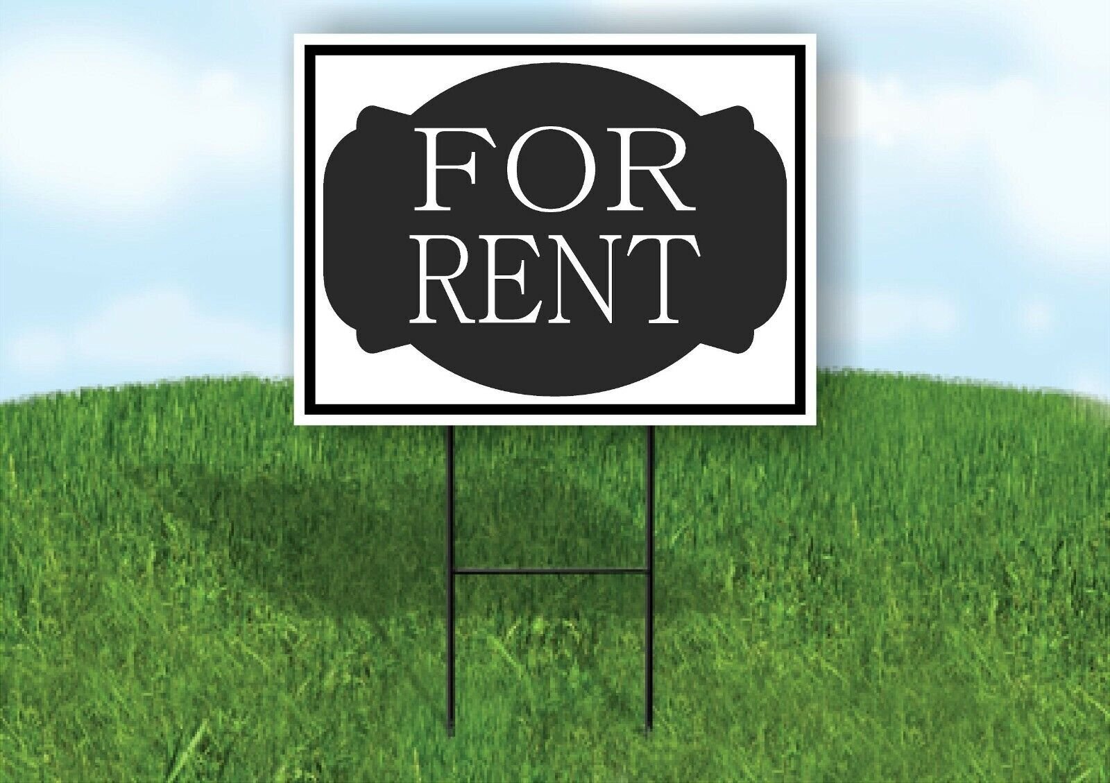 FOR RENT BLACK TAG Yard Sign Road with Stand LAWN SIGN