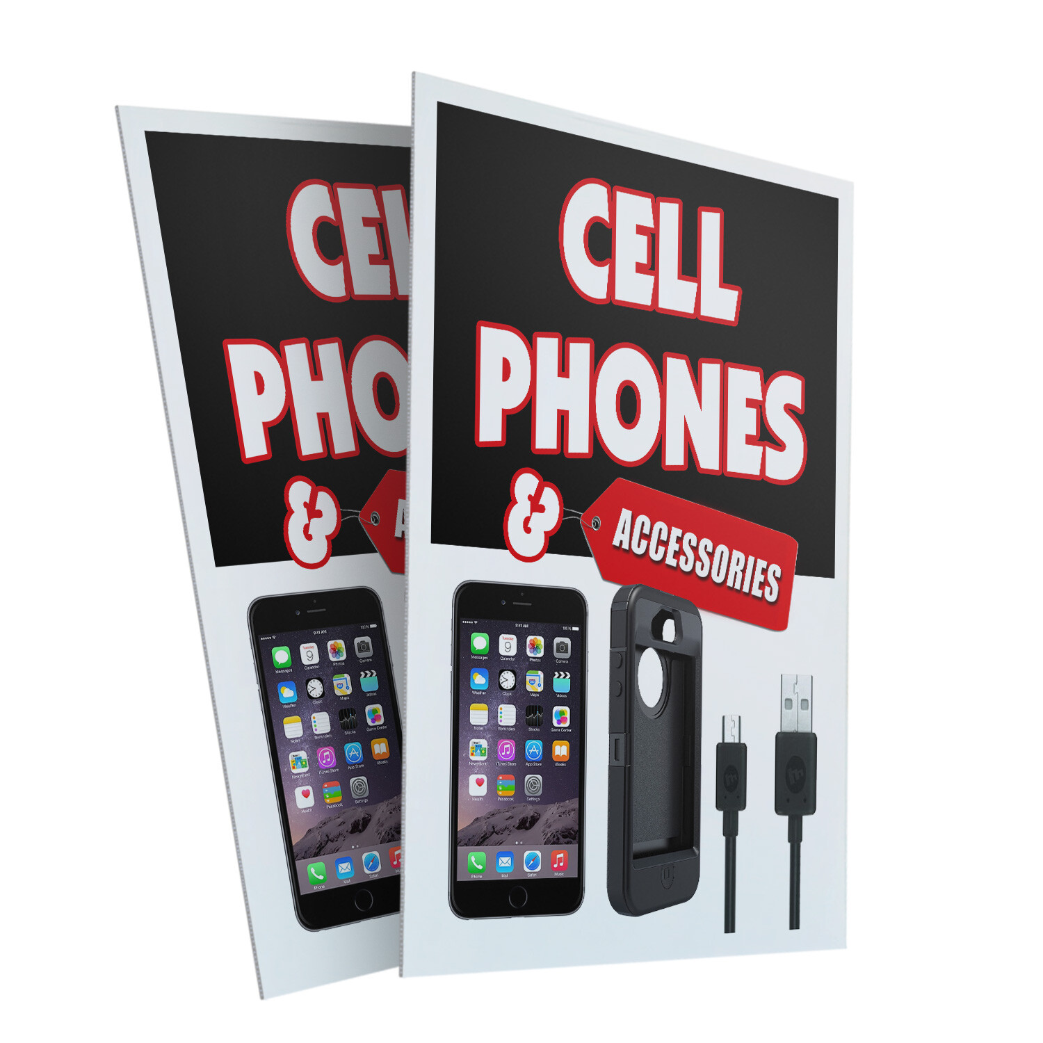 Cell Phones & Accessories 24″ x 36″ 2 Pack Of Store Sign Plastic Or Decal