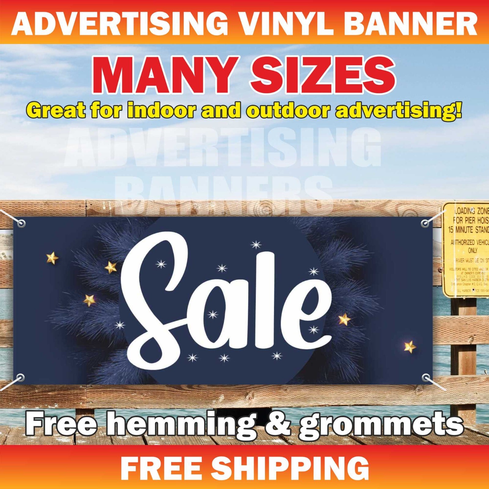 Christmas SALE Advertising Banner Vinyl Mesh Sign Merry Xmas Holidays New Year