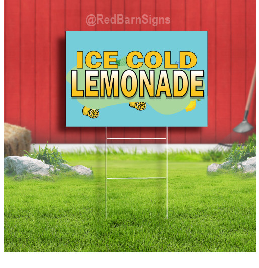 Ice Cold Lemonade Indoor Outdoor Coroplast Yard Sign