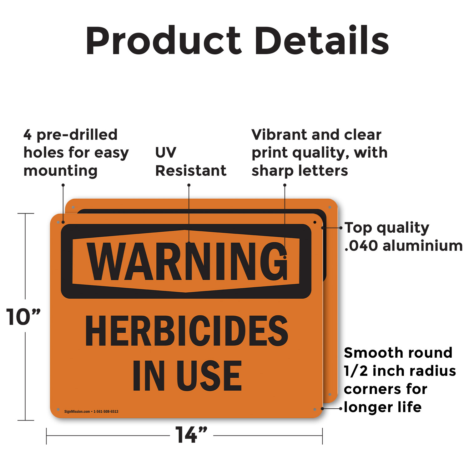 (2 Pack) Herbicides In Use OSHA Warning Sign Decal Metal Plastic