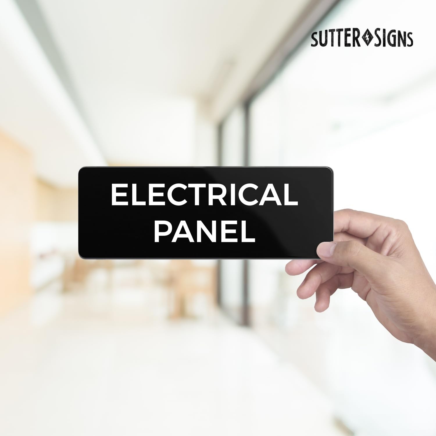Electrical Panel Sign Durable ABS Plastic Adhesive Backing Door Wall 2×6 Inch