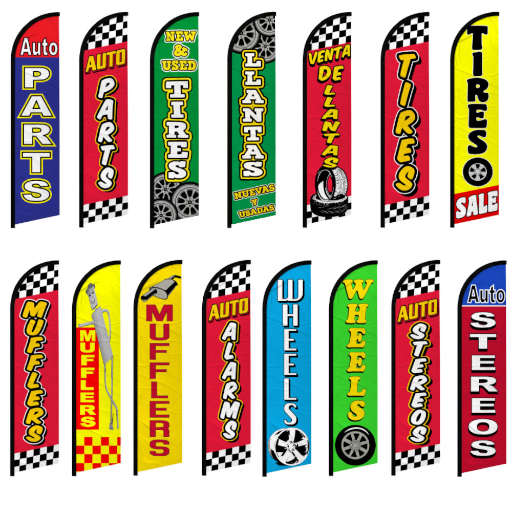 Auto Parts Full Curve Windless Swooper Flag Car Parts Mechanic Flags