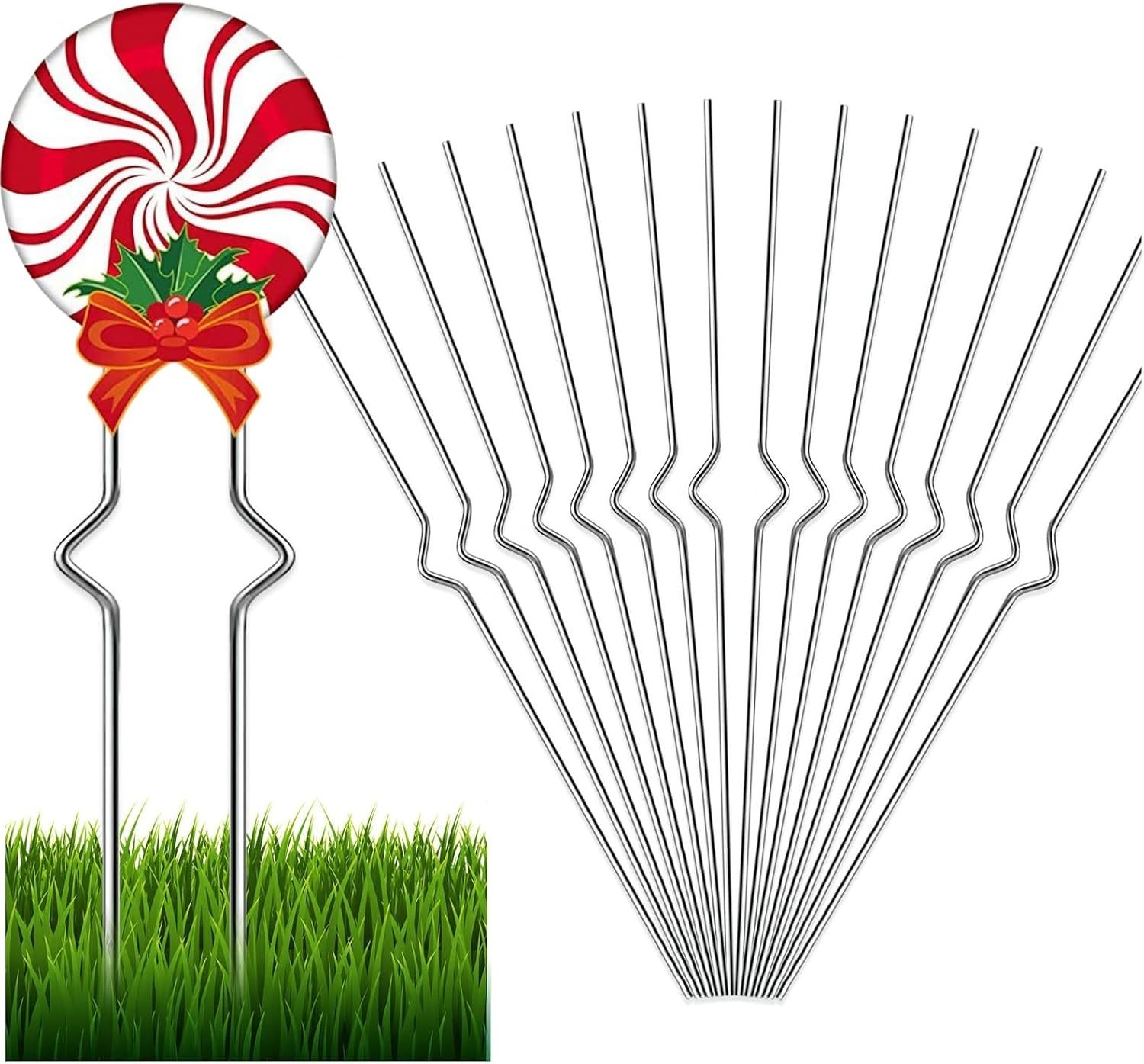 18-Pack Heavy Duty Stainless Steel Yard Sign Stakes – Adjustable 13” Holders