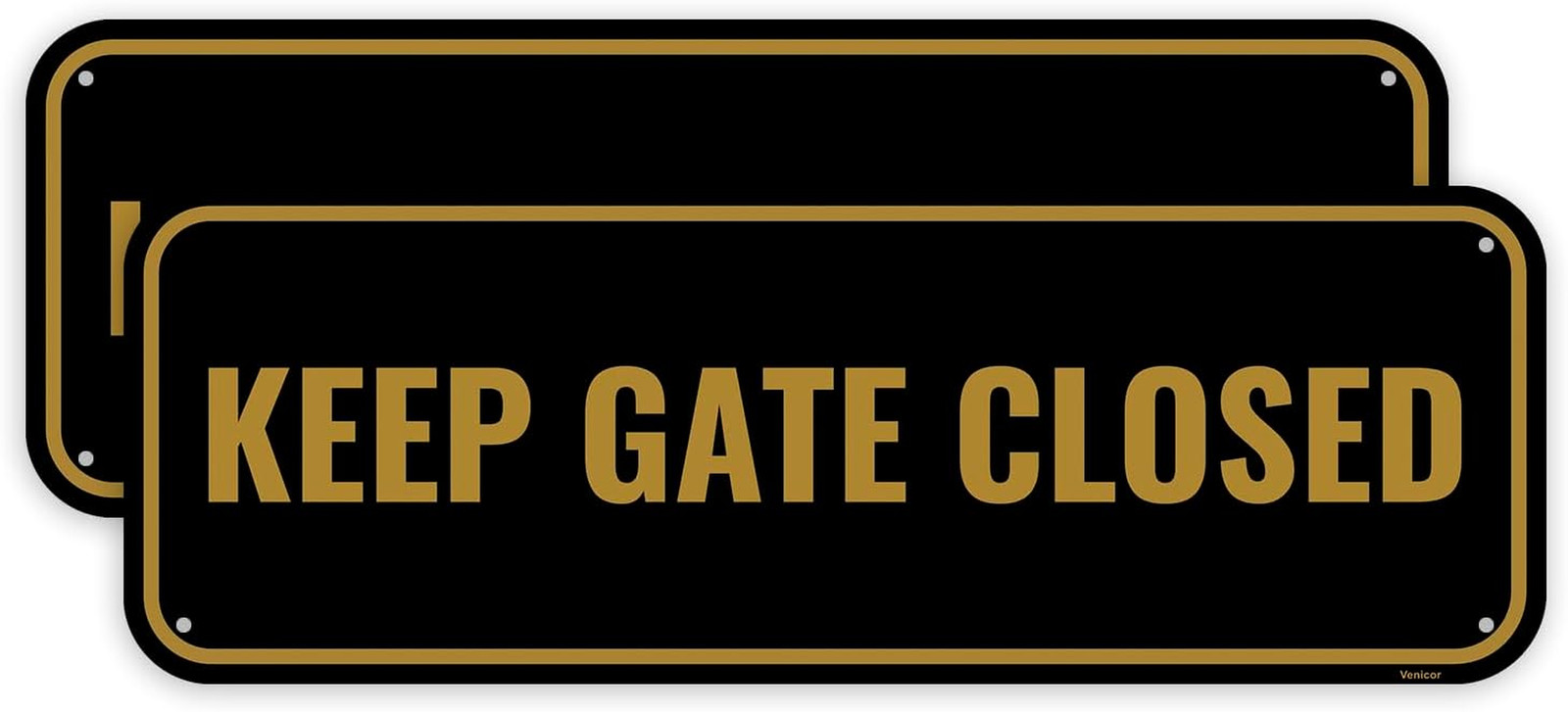 2PC Please Keep Gate Closed Sign, 10 x 3.5 Inches – Aluminum