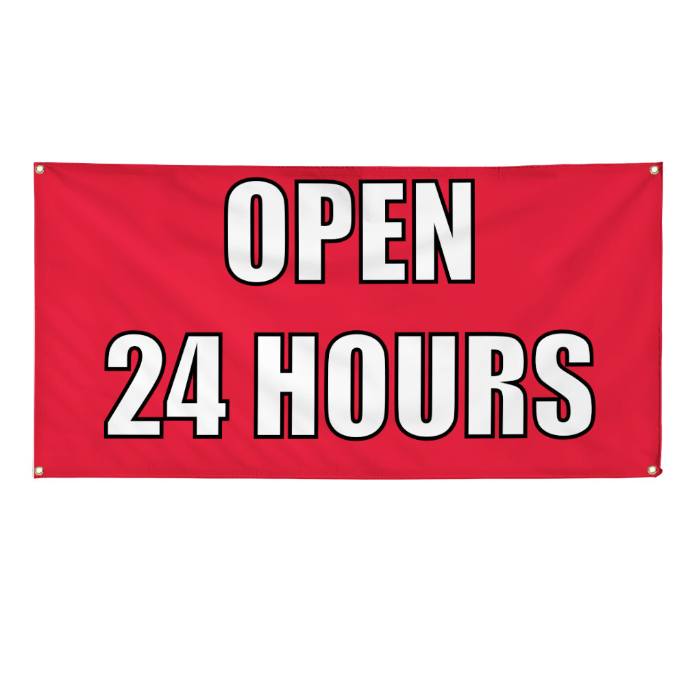 Vinyl Banner Multiple Sizes Open 24 Hours Outdoor Advertising Printing E Outdoor