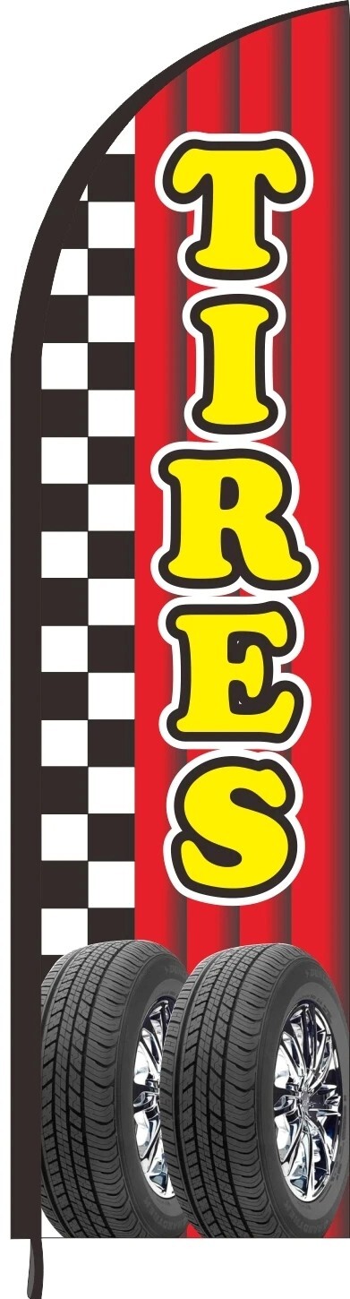 2x6ft Car Tires shop Flag, Swooper Bow Banner 50 X 200 cm Outdoor Advertising