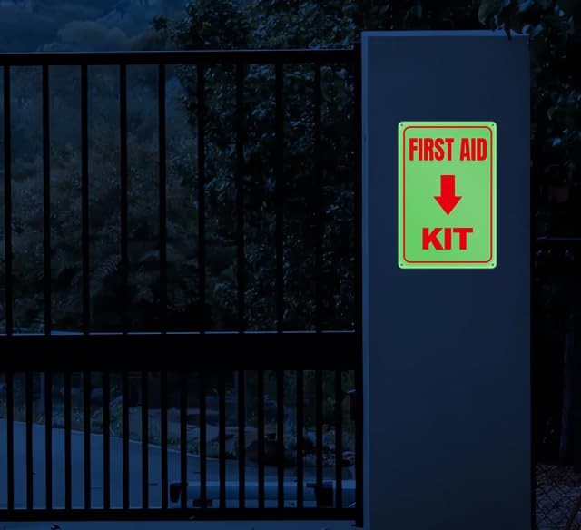 Glow In The Dark First Aid Kit Sign 8 x 12 Inches – Sturdy Acrylic Glow Signs…