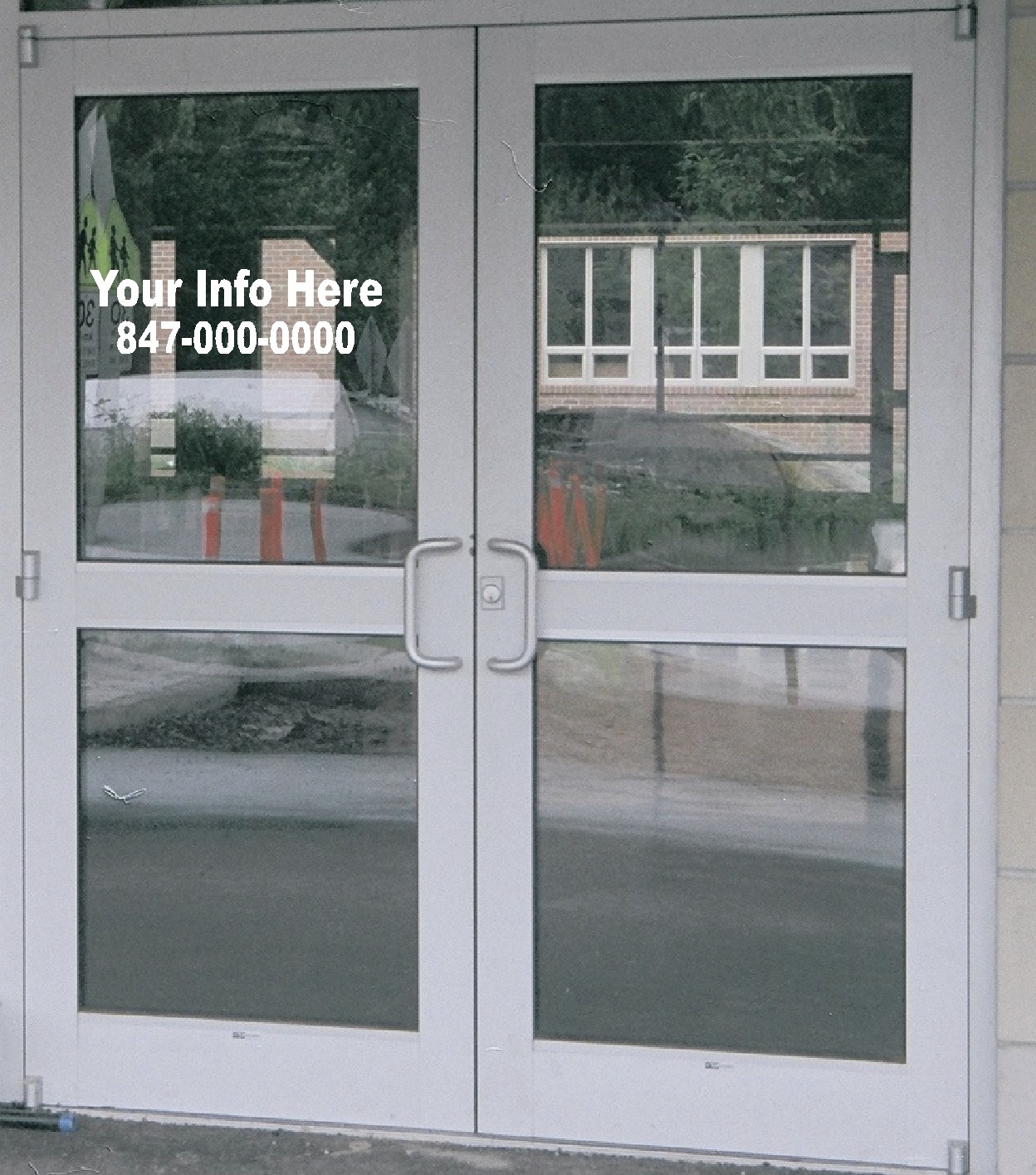 Personalized Vinyl Business Retail Door Lettering Graphics Decal 2 Line USA Mad