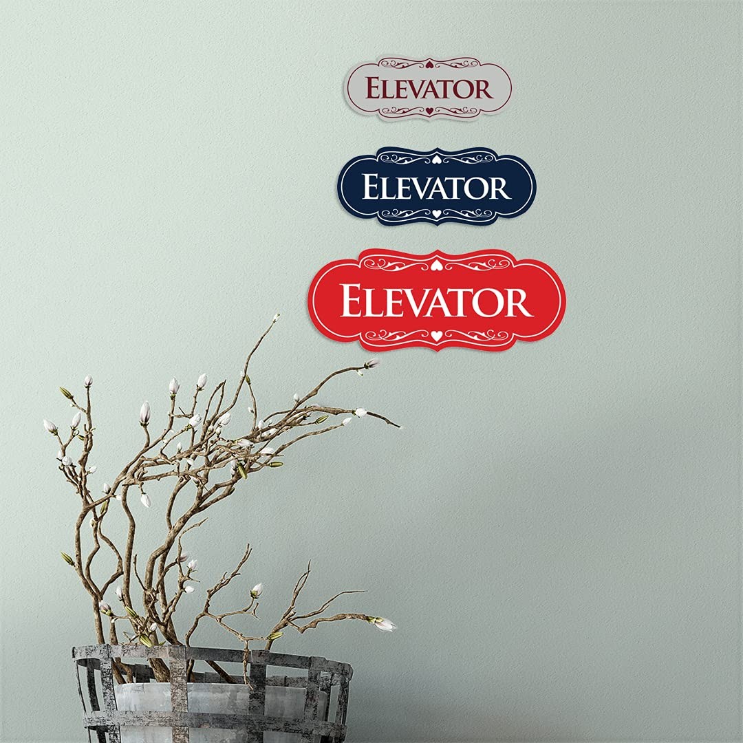 1 Pack Large Black/Silver Elevator Sign, Designer, Wall, Door, Office, Hotel