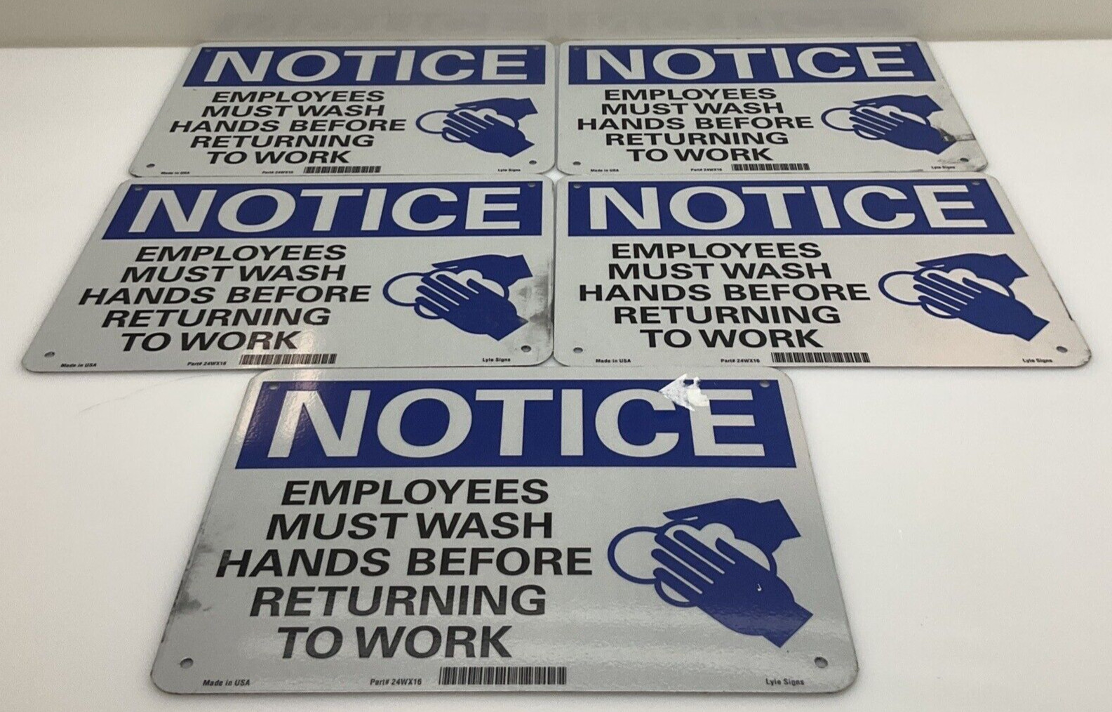 5 Pack Lyle U1-1045-RA_10X7 Employees Must Wash Hands Sohn 7″ x 10″ *DAMAGED