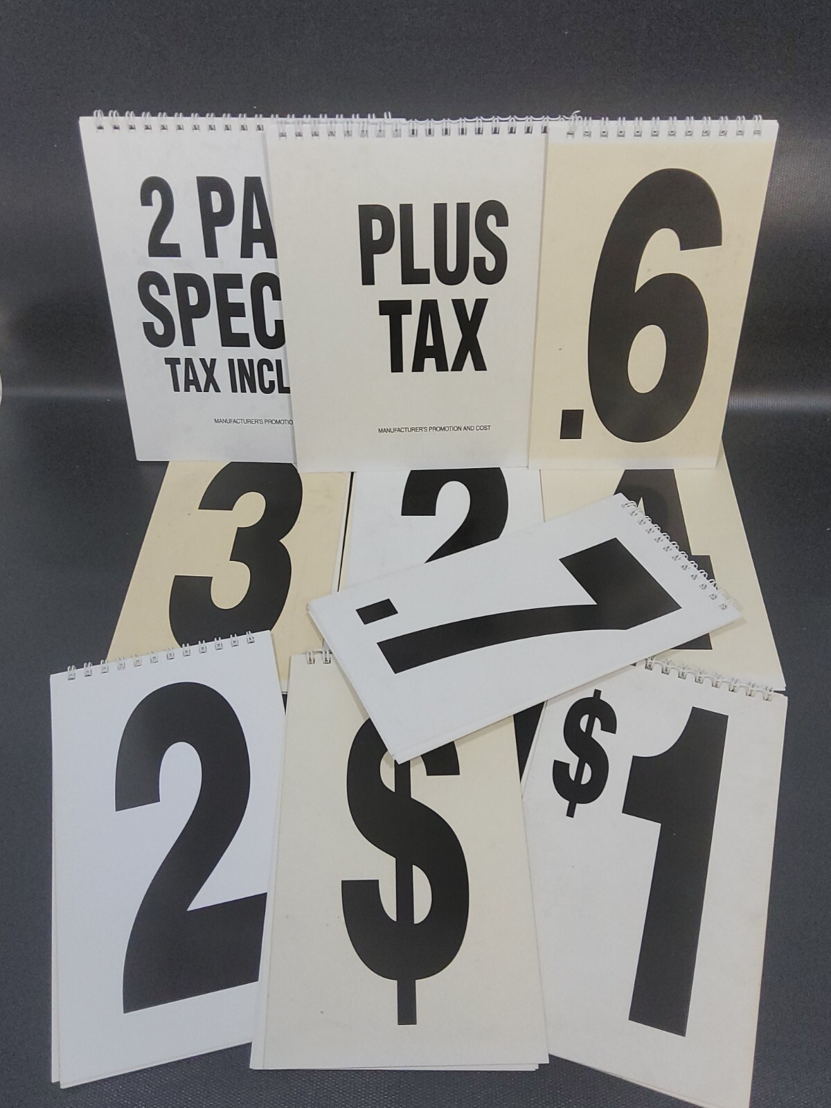 White BLACK Spiral Bound Flip Chart Numbers Words Retail Signage Price