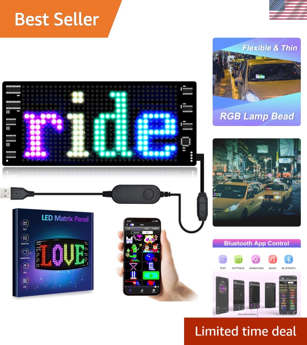 LED Light Signs for Car,Programmable Flexible LED Sign,Bluetooth APP Control,…