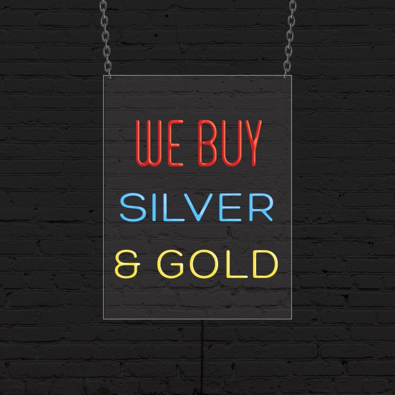 We Buy Silver & Gold Sign for Business | LED Flex Neon | 24″W x 31″H x 1″D