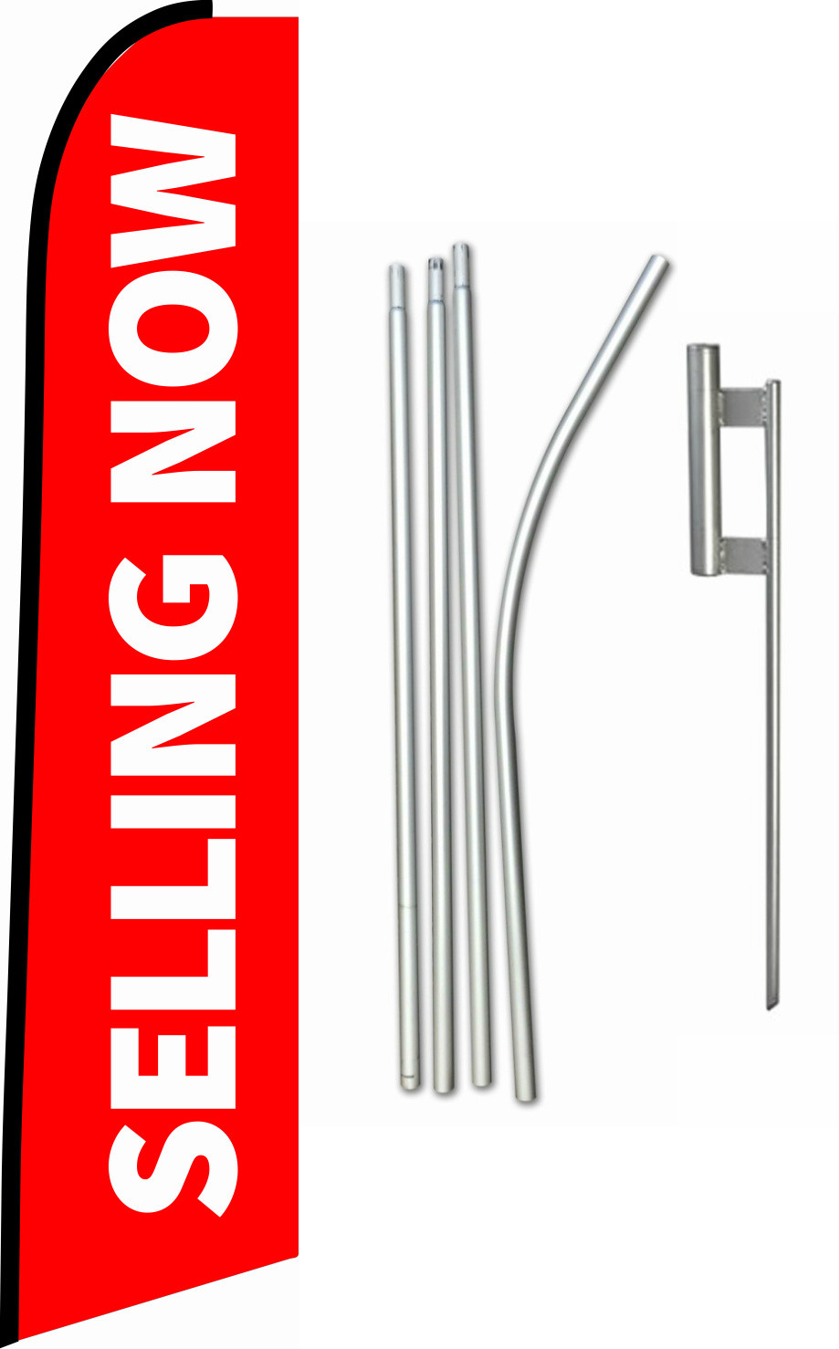 Swooper Feather Tall Flag Kit 15ft Real Estate “Selling Now” with Spike and Pole