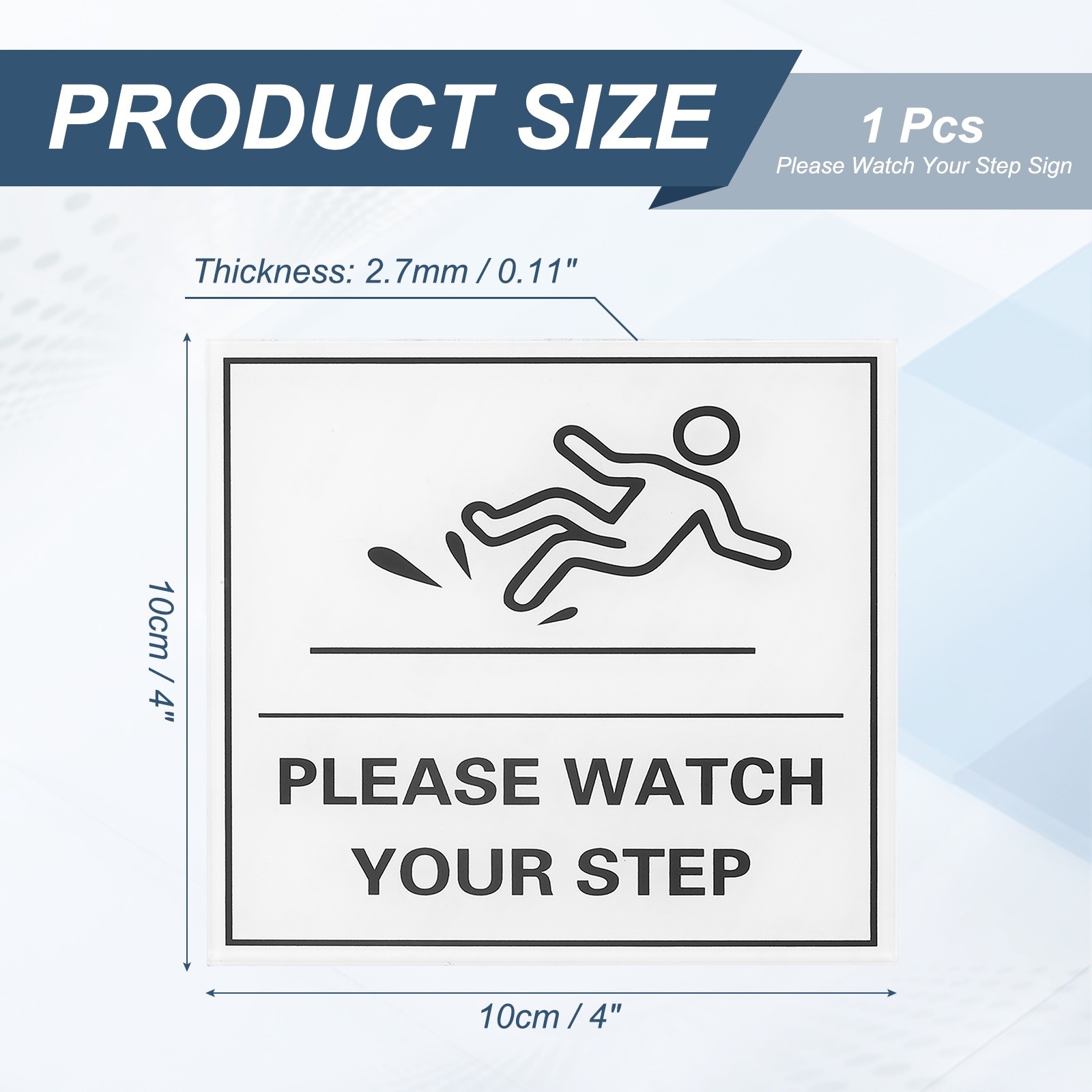 4″ x 4″ Please Watch Your Step Sign, 1 Pcs Warning Sign White with Black Text