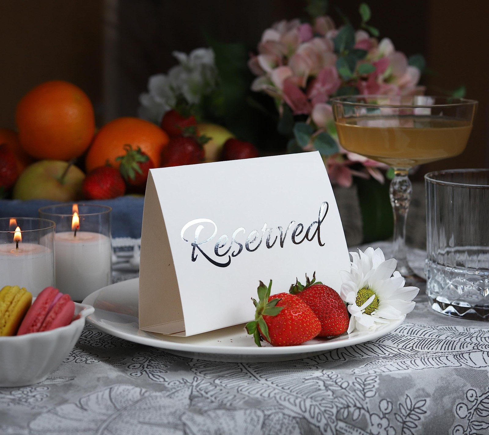 20 Pack Modern White Reserved Table Sign With Silver Letters Reserved Signs For